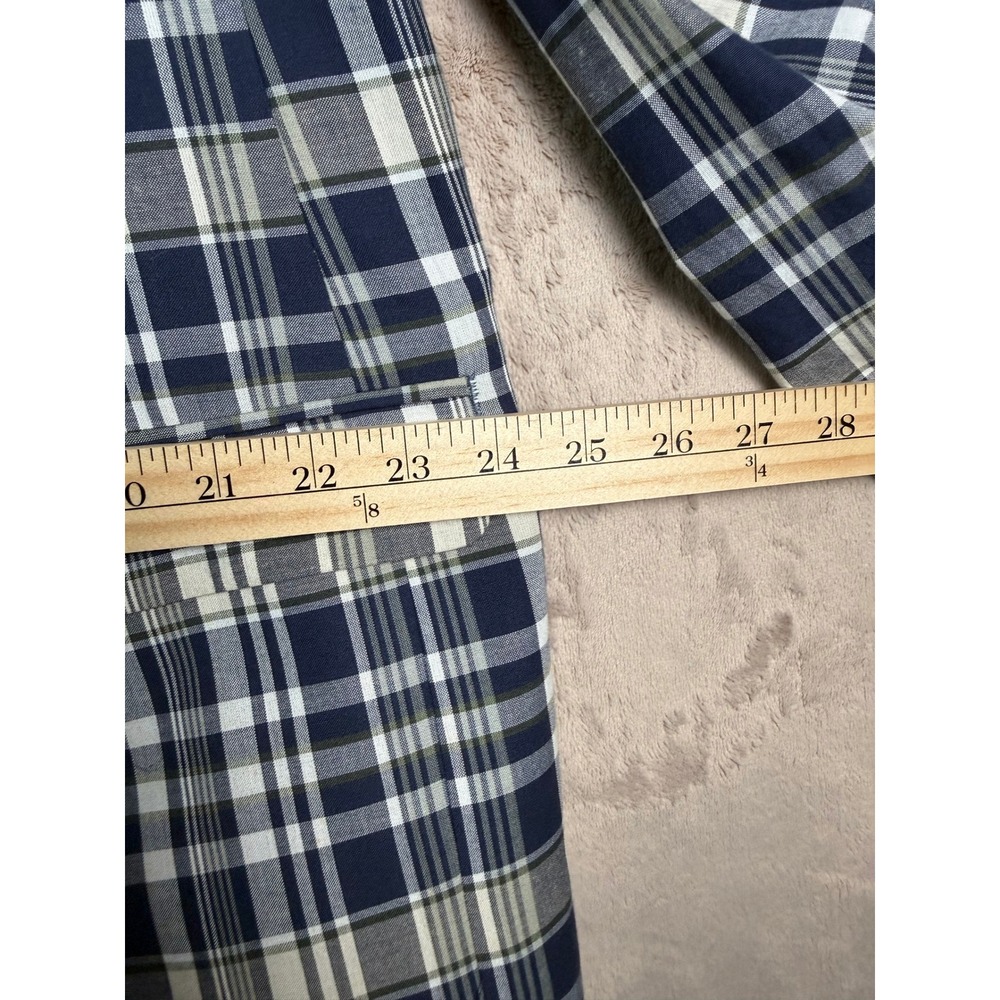 Lauren Ralph Lauren Mens 46R Plaid Blazer Navy White Cotton Sport Coat Jacket - Picture 8 of 11